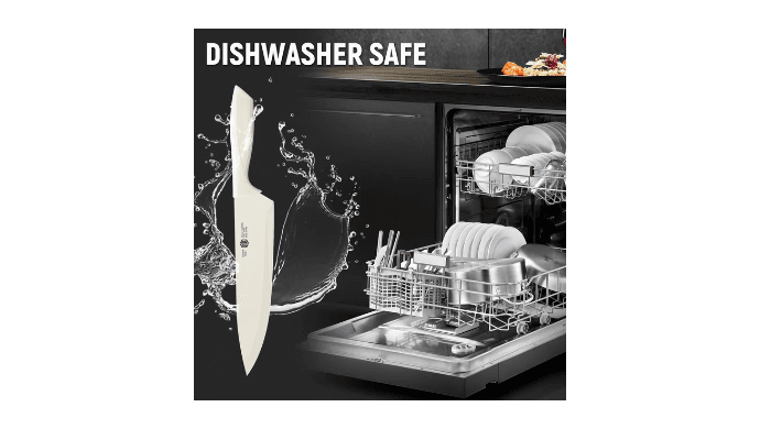 NULAS Knife Set, 14-Piece with Built-in Sharpener, Non-Stick Coated High Carbon Stainless Steel Knife Block Set, Dishwasher Safe, Cream thumbnail 2