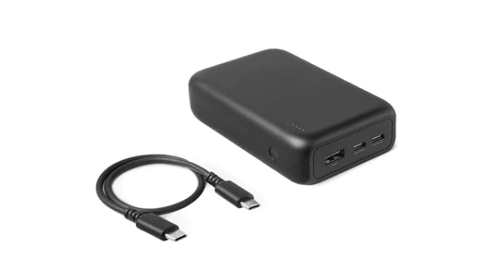 Amazon Basics High-Capacity Portable Charger Power Bank with 3-Port Output, 20,000 mAh, Black