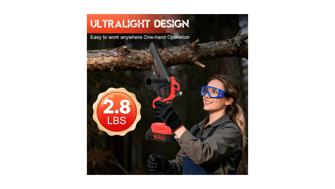 UNTIMATY Mini Chainsaw 6 Inch, 21V Cordless Electric Chainsaw with 2 Batteries & 2 Chains, Safety Lock, Handheld Chain Saw for Tree Trimming Wood Cutting Pruning thumbnail 5