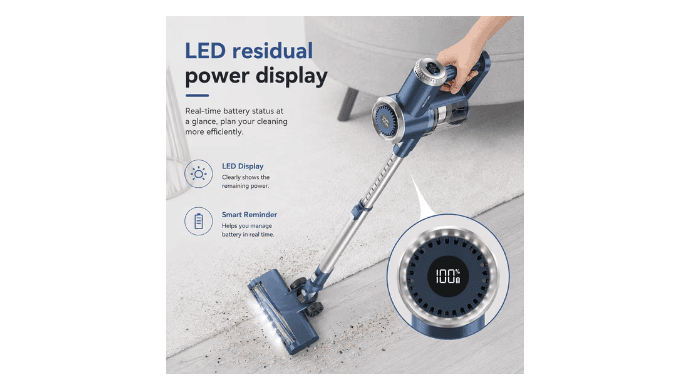 PrettyCare Cordless Stick Vacuum Cleaner, 38KPA 50mins 2600mAh 6-in-1 Lightweight Upright for Carpet Hard Floor Pet Hair W200 Upgraded thumbnail 3