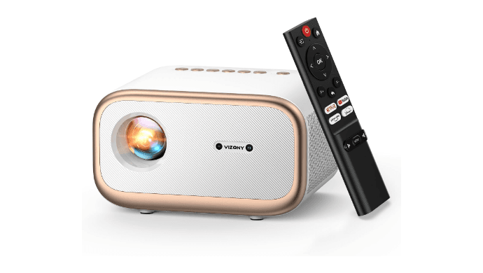 Smart Projector with WiFi 6 & Bluetooth, Compatible with Netflix/YouTube/Prime Video Apps, Auto Focus & Keystone, Full-Sealed Optical Engine, Native 1080P