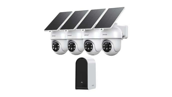 ANSQUE Home Security Cameras Wireless Outdoor, Solar Powered, 4-Cam System