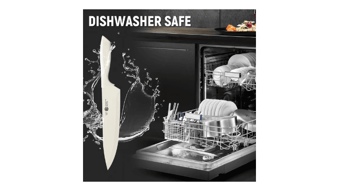 NULAS Knife Set, 14-Piece with Built-in Sharpener, Non-Stick Coated High Carbon Stainless Steel Knife Block Set, Dishwasher Safe, Cream thumbnail 2