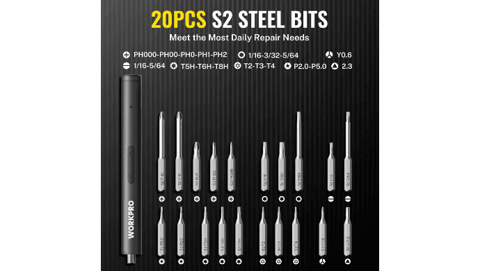 WORKPRO 20-in-1 Mini Electric Screwdriver Set, Precision Screwdriver Set thumbnail 5