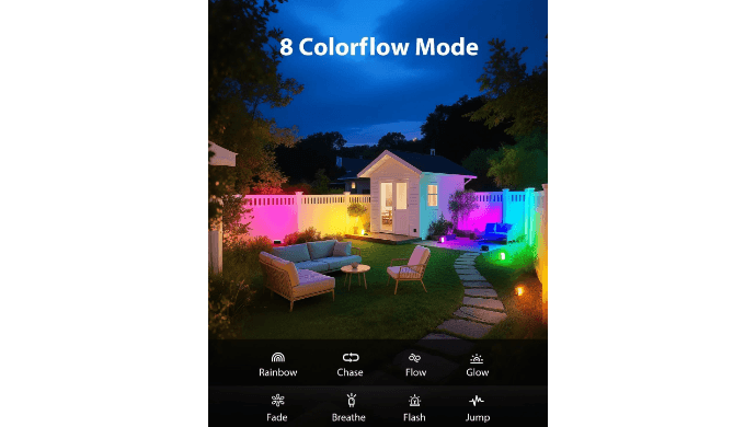 Onforu RGBW Flood Lights Outdoor with Remote, 4 Units in 1 Cord, Plug in thumbnail 4