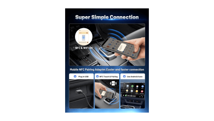 Android Auto Wireless Adapter - Tap & Go NFC Magic! Auto-Connect in 3 Secs, Zero Lag, Works in Any Car 2017+ (Type-C Adapter Party Included!) thumbnail 2