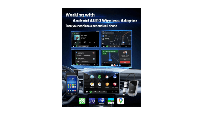Android Auto Wireless Adapter - Tap & Go NFC Magic! Auto-Connect in 3 Secs, Zero Lag, Works in Any Car 2017+ (Type-C Adapter Party Included!) thumbnail 4