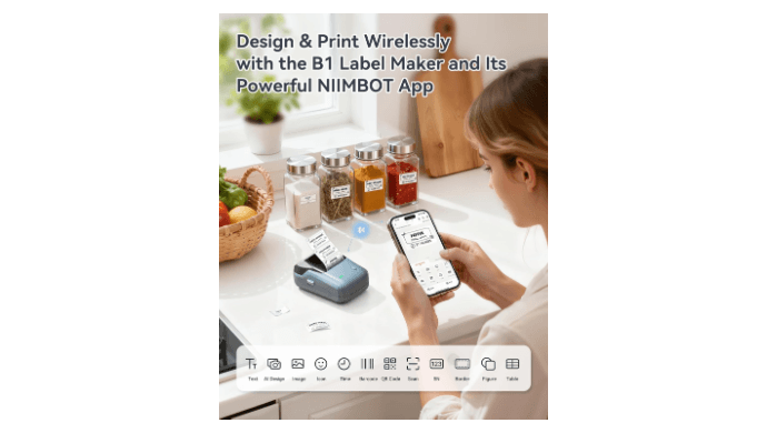 NIIMBOT B1 Label Maker Machine with Tape, 2Inch Thermal Label Printer thumbnail 3