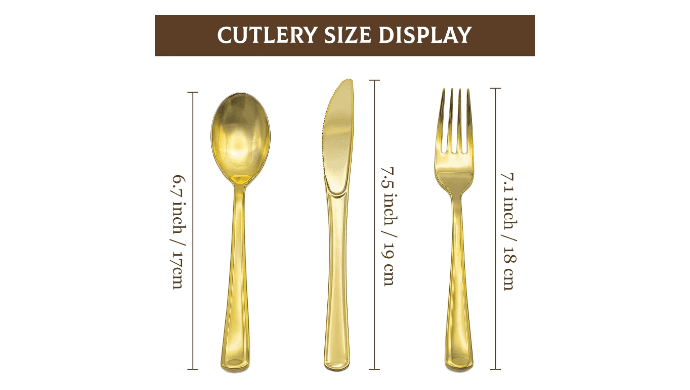 Glowserve 153 Pack Gold Disposable Plastic Silverware Set Cutlery Set thumbnail 3