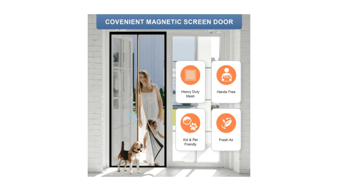 Magnetic Screen Door Mesh, Works for Patio, Sliding Door, Keeps Bug Mosquito Out, Fresh Air Flow, Fits 36" x 80" Door - Curtain Size 38" x 82", Black thumbnail 3