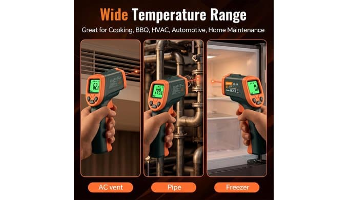 Infrared Thermometer Laser Temperature Gun, Adjustable Emissivity thumbnail 3
