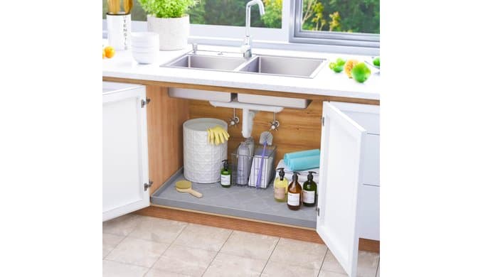 Waterproof Under Sink Mat 34" x 22", Silicone Mat Kitchen liner thumbnail 2