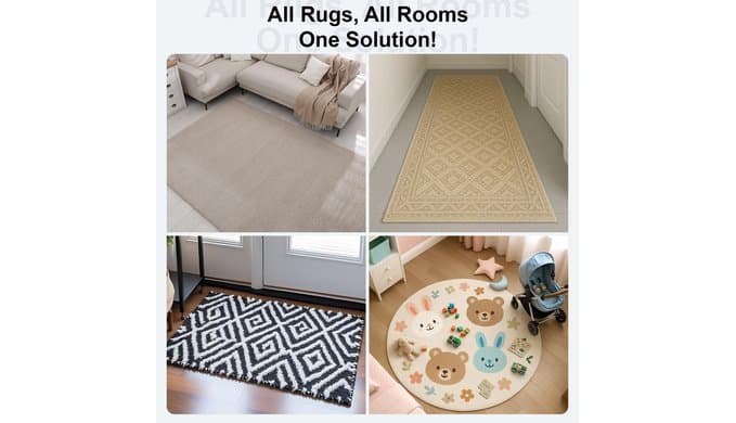 Home Techpro 12 PCS Rug Tape, Gripper for Rug for Hardwood Floors, Double Sided Reusable Under Rug Carpet Tape Stickers, Rug Anti Slip Grips for Area Rugs, Non Slip Rug Pads thumbnail 5