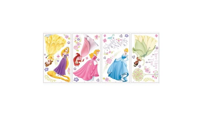 RoomMates Disney Princess Glow Peel and Stick Wall Decals, 36 Decal Set, Vinyl, Multi, Removable Repositionable, No Sticky Residue, For Smooth Surfaces thumbnail 1