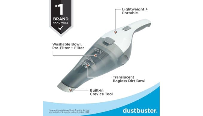 BLACK+DECKER dustbuster Cordless Handheld Vacuum, Portable Car Vacuum Cordless Rechargeable, Wall Mount, Strong Suction QuickClean (HNVC215B10) thumbnail 4