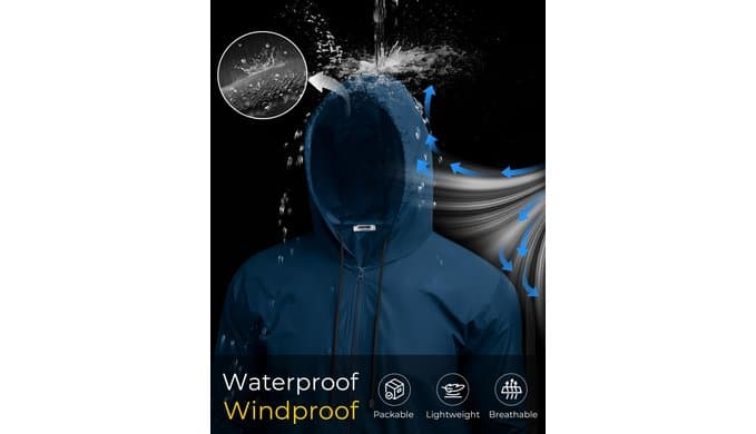 COOFANDY Mens Packable Rain Jacket Lightweight Waterproof Raincoat with Hood Outdoor Rain Gear Travel Hiking Cycling thumbnail 5