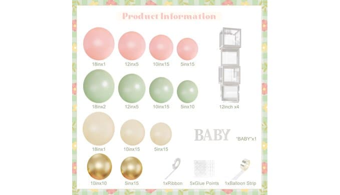 CROSSFINGERS Pink and Green Baby Shower Decorations for Girls thumbnail 2
