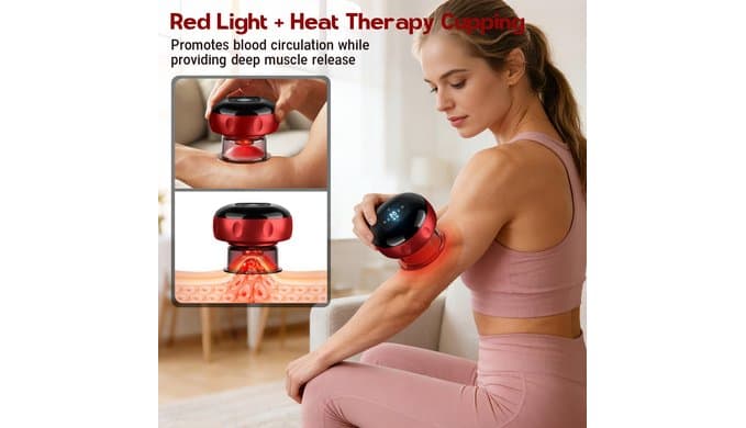 2 Pack Cupping Set, 7-in-1 Smart Cupping Therapy Massager. Red Light Cupping Therapy Set with 2 Modes for Targeted Muscle Soreness,Tighter Skin,Cupping Kit with 20 Levels Suction and Heat and Gua Sha thumbnail 2
