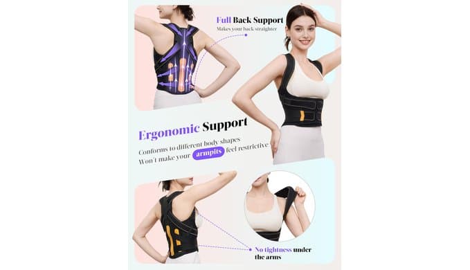 Posture Corrector for Women and Men, 5x Enhanced Support Back Brace, Large thumbnail 3