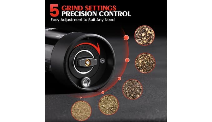 Electric Salt and Pepper Grinder Set Automatic Battery Pepper Mill Shakers Adjustable Coarseness Upgraded Larger Capacity with Led Home and Kitchen Appliances White Elephant Gifts for Women Men thumbnail 3