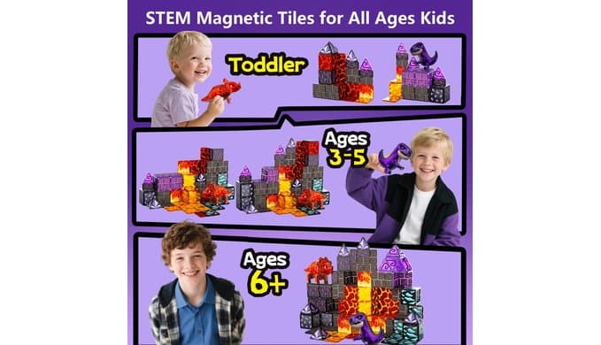 GobiDex Magnetic Tiles Lava & Cave Dinosaur Toys for Kids 3-5 5-7 thumbnail 4