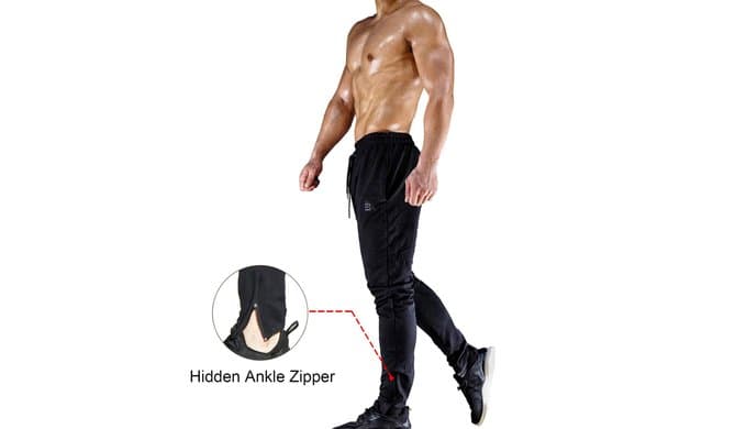 BROKIG Men's Zip Joggers Casual Gym Workout Track Pants thumbnail 5