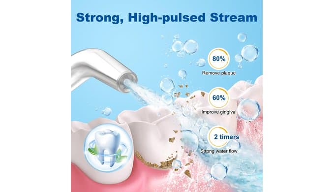 WellLeo Water Flossers for Teeth, 300ML Cordless Oral Irrigator Rechargeable Dental Flosser Picks with 5 Modes 5 Jet Tips,IPX7 Waterproof Teeth Cleaner for Braces Gum Care, Home Travel Use thumbnail 5