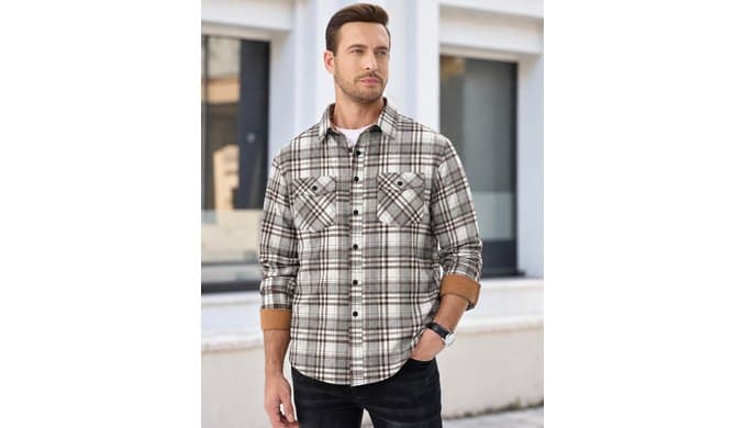 Ntrlv Mens Flannel Long Sleeve Button Down 100% Cotton Plaid Shirt thumbnail 4