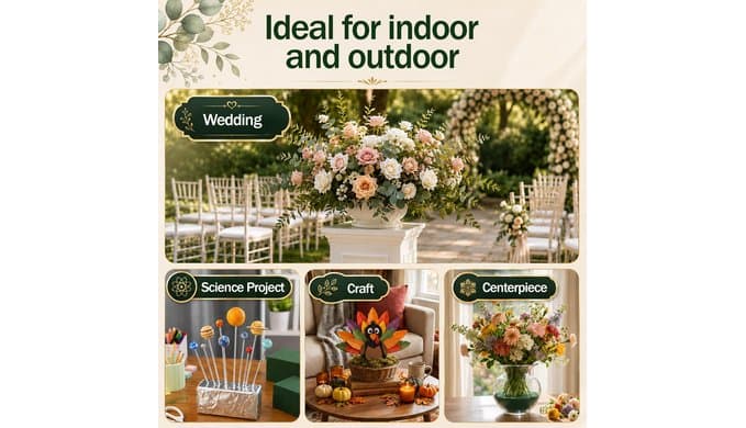 12 Pack Large Dry Floral Foam Blocks - Florist Foam Styrofoam for Artificial & Dried Flowers, Weddings and Planters Outdoor - Weather Resistant Dry Foams for DIY Projects (7.8X3.5X2.4 inch) thumbnail 5