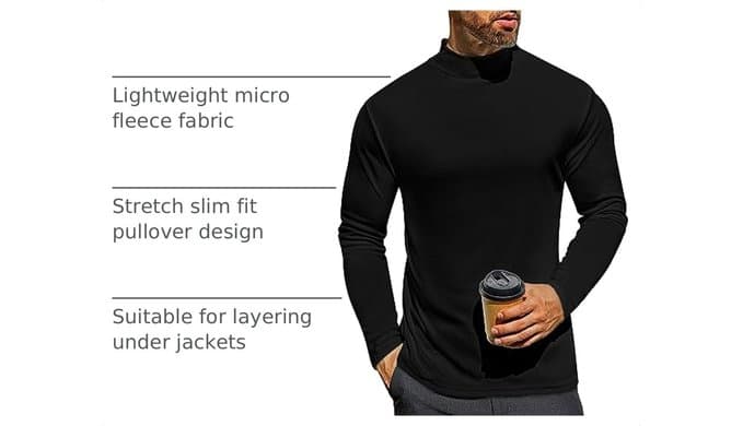 Ekouaer Men's Mock Turtleneck Long Sleeve Turtle Neck Tops Thermal Shirts thumbnail 4