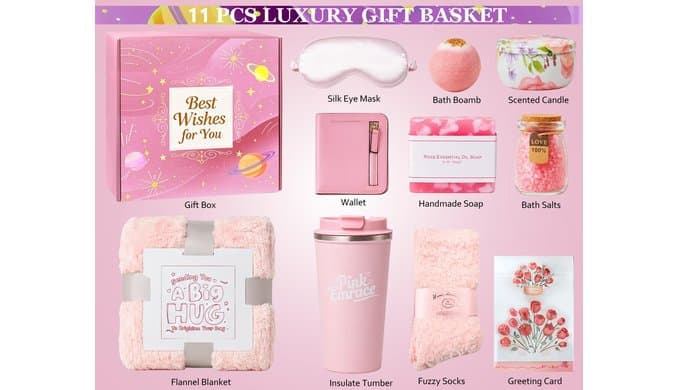 Birthday Gifts for Women Self Care Gifts Get Well Soon Gifts Basket, Gift Baskets for Women Care Package Relaxing Spa Gifts Thinking of You Gift Her Fantasy Box for Mom Her Friend Sister Wife (Pink) thumbnail 3