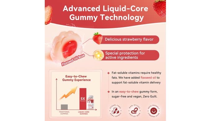 Vitamin D3 K2 Gummies, 5,000 IU / 10,000 IU D3 + 200 mcg MK-7, 120 Count thumbnail 4