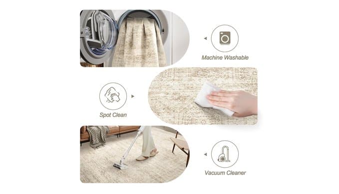 Soalmost 2x3 Washable Rugs for Kitchen, Entryway, Small Area Rug Beige thumbnail 4