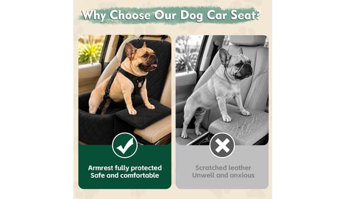 Dog Car Seat with Foldable Armrest for Small/Medium Dogs, Pet Travel Bed thumbnail 4
