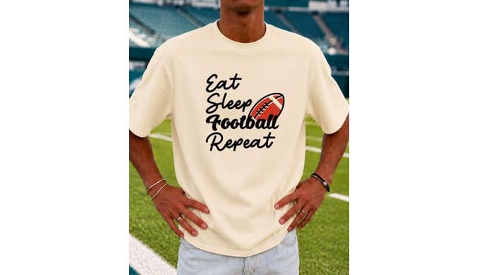 KUYIGO Men's Football Graphic T Shirt Game Day Casual Cotton Tee thumbnail 3