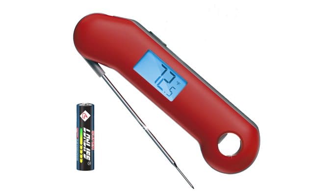 ThermoMaven Professional Digital Meat Thermometer, Ultra Fast 0.5 Sec Instant Read, NIST Certified Accurate to ±0.5°F, IP67 Waterproof, Backlit & Auto-Rotating Display, Auto Wake/Sleep, Dark Red&Gray