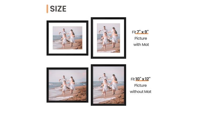 upsimples 10x12 Picture Frame, Gallery Wall Frames Set of 5, Black thumbnail 5