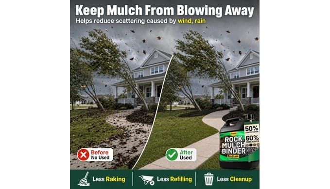 Teexpert Rock Glue for Landscaping: 170OZ Water-Based Formula Mulch Binder for Rocks & Mulch Gravel Pebbles, 100% Permeable Safe for Kids Plants Pets Fast-Drying Easy to Use for Holds 12 Months thumbnail 2