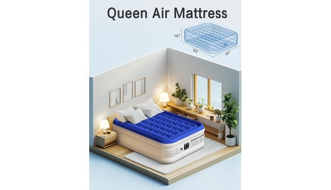 Queen Air Mattress with Built in Pump 18"Raised Inflatable Mattress Queen Airbed Blow Up Mattress Luxurious Comfort for Home and Guests 80"*60"*18"Air Bed 3 Mins Fast Inflate/Deflate 660lbs Max thumbnail 5