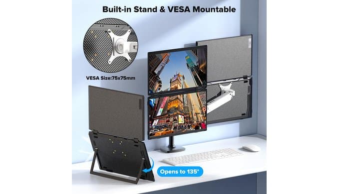 15.6" Laptop Screen Extender, 1080P FHD Travel Thin Triple Portable Monitor thumbnail 4