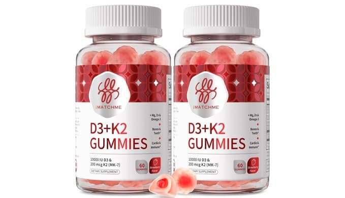 Vitamin D3 K2 Gummies, 5,000 IU / 10,000 IU D3 + 200 mcg MK-7, 120 Count thumbnail 1