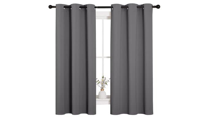 NICETOWN Grey Blackout Curtains for Bedroom 42" Wide x 63" Long 2 Panels thumbnail 4