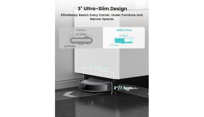 Lefant M310 Ultra Robot Vacuum and Mop, 6000Pa Suction-Slim Robotic Cleaner, Accurate Obstacle Avoidance, WiFi/App/Alexa Control, 170min Runtime, with ToF LiDAR Navigation for Pet Hair and Home thumbnail 3