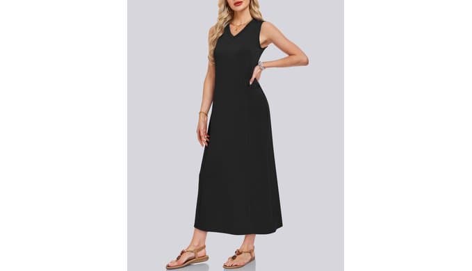 MISFAY Women's Sleeveless V Neck Maxi Dress with Pockets Vacation Outfit thumbnail 4
