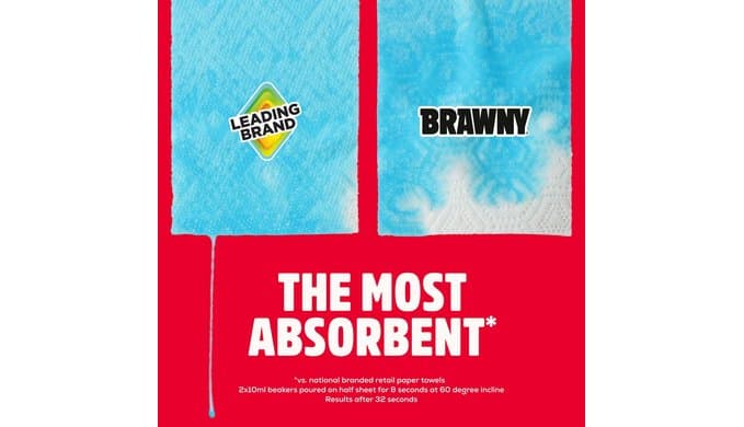 Brawny Tear-A-Square 3-Ply Paper Towels, 6 Double Rolls = 12 Regular Rolls (3 Packs of 2) thumbnail 4