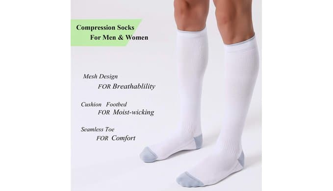 FITRELL 3 Pairs Compression Socks for Women and Men 20-30mmHg-Circulation Support Socks thumbnail 2