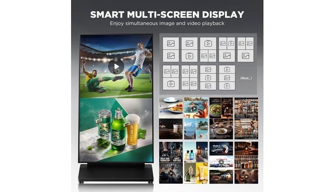 43 Inch Digital Signage Display, Screen LCD Advertising Kiosk, Portable Floor Standing Auto Ad Player Android OS App-Based Control with USB/HDMI/WiFi thumbnail 2