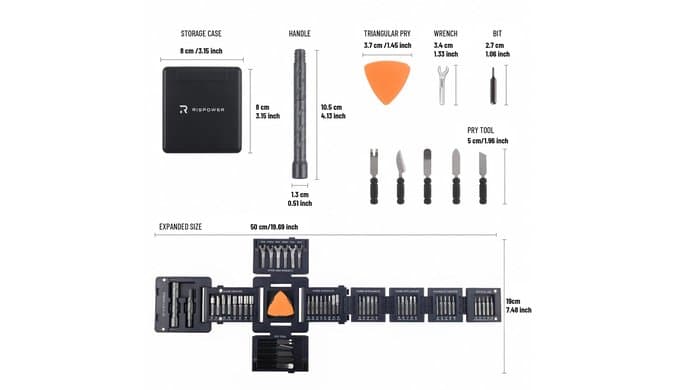 55-in-1 Magnetic Tool Cube Kit, Precision Screwdriver Set, Electronics Repair Kit for Laptop, PC, PS5, MacBook, iPhone, Switch, Glasses and Home Appliances thumbnail 2