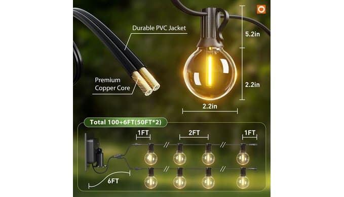 addlon 100FT 54LED Solar String Lights Outdoor Waterproof with Remote, USB thumbnail 5