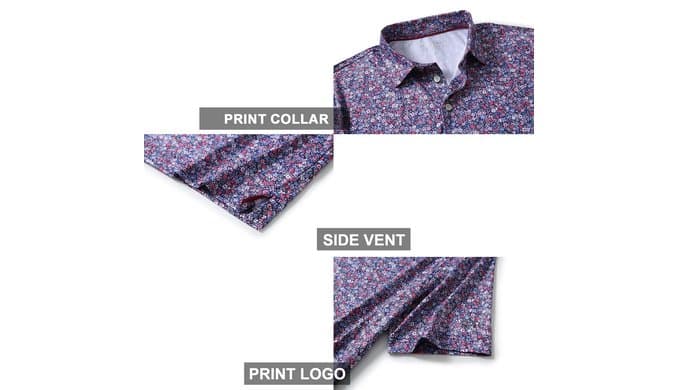Golf Shirts for Men Dry Fit Short Sleeve Print Performance Moisture Wicking Polo Shirt thumbnail 5